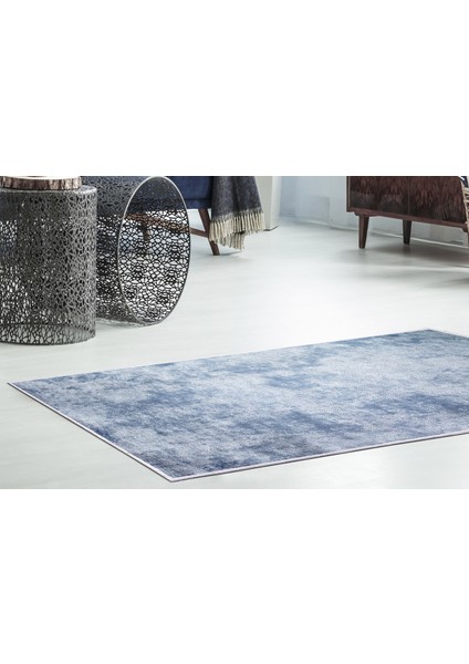İpek Saçaksız Yıkanabilir Kaymaz Taban Yolluk Halı 2092 Koyu Mavi 80X300