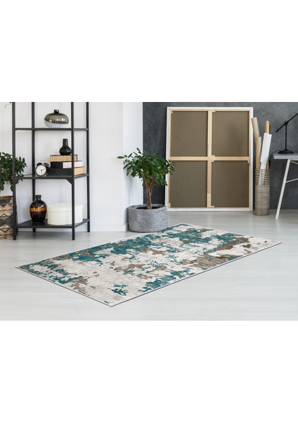 İpek Saçaksız Yıkanabilir Kaymaz Taban Yolluk Halı 7003 Mavi 80X200