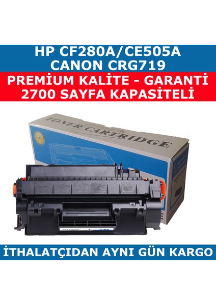 Hp 05A-Ce505A-80A-Cf280A Siyah Muadil Toner 2.700 Crg719 fiyatları