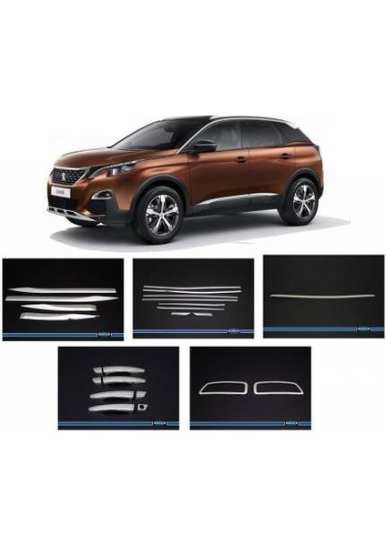 Peugeot 3008 2016 Sonrası Krom Aksesuar Set 5 Parça Paslanmaz Çelik 1011Set