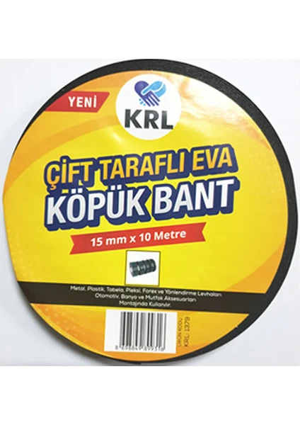 Yeşil-Siyah Çift Taraflı Eva Köpük Bant 15Mm X 10 Mt