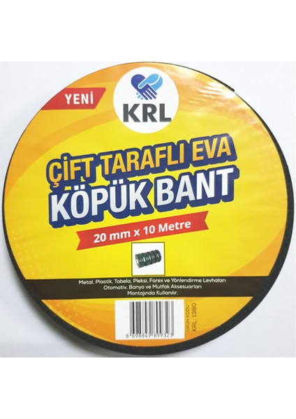 Yeşil-Siyah Çift Taraflı Eva Köpük Bant 20Mm X 10 Mt