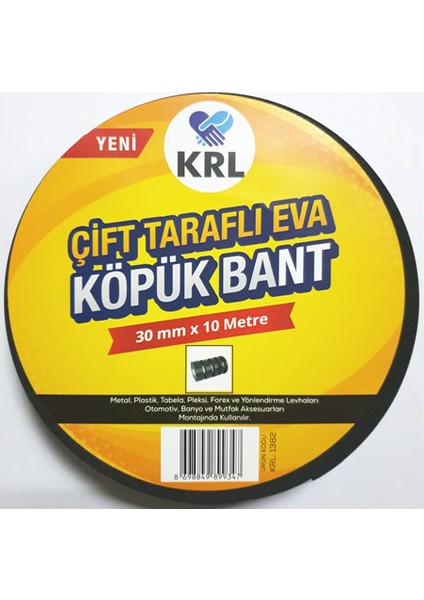 Yeşil-Siyah Çift Taraflı Eva Köpük Bant 30Mm X 10 Mt