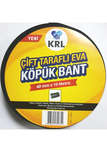 Yeşil-Siyah Çift Taraflı Eva Köpük Bant 40Mm X 10 Mt