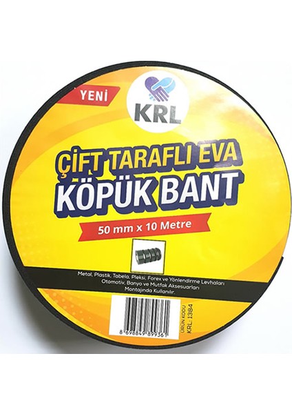 Yeşil-Siyah Çift Taraflı Eva Köpük Bant 50Mm X 10 Mt