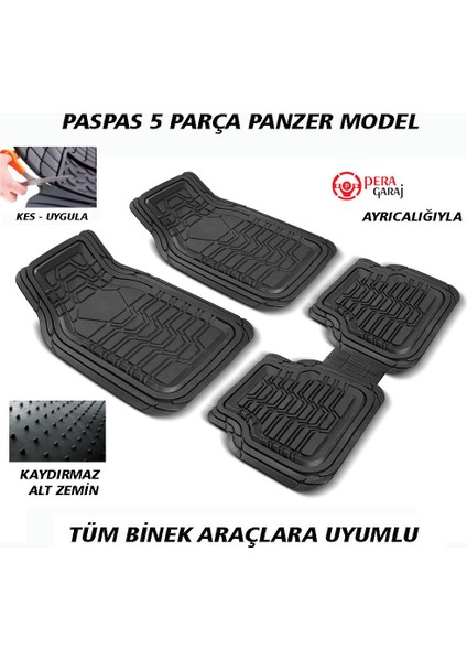 Üniversal Kauçuk Oto Paspas Panzer Model 5 Parça