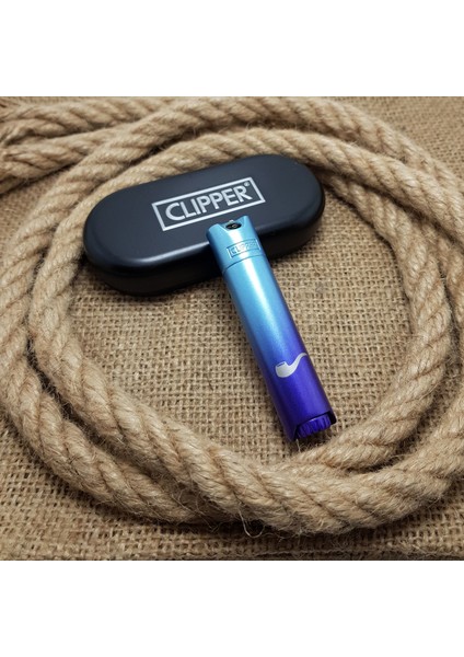 Clipper Yandan Yanan Mat Mavi Metal Pipo Çakmağı Çakmak Py88Mv