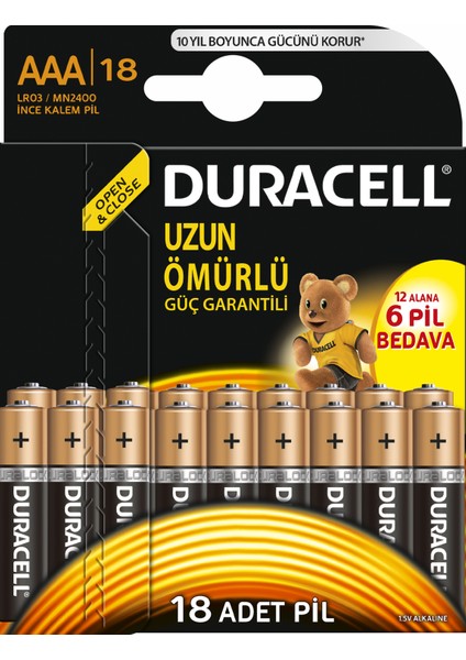 Alkalin AAA İnce Kalem Pil 18'li