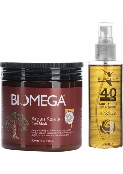 Argan Keratin Maske 500 ml + 40 Bitki Saç Yağı