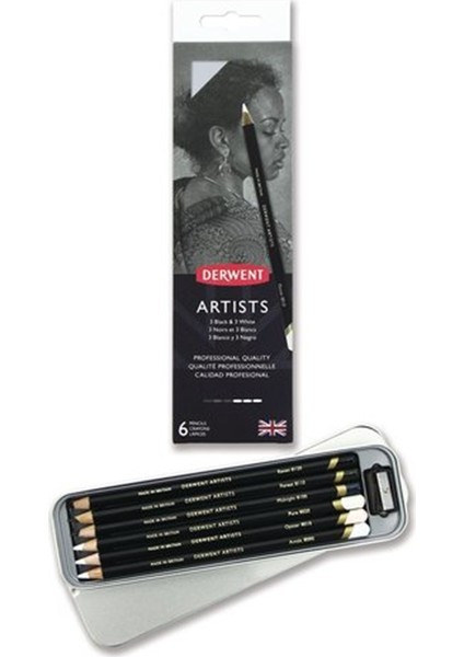 Artists 6'Li Teneke Kutu Siyah Ve Beyaz Tonlari