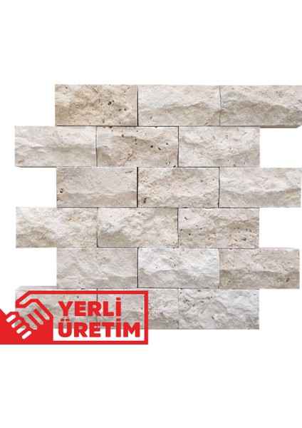 5X10Cm Klasik Doğal Taş Traverten Patlatma Mozaik Duvar Kaplama