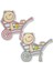 12 Adet 8 x 8 cm Ahşap Sticker El Arabasında Bebek 2