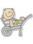 12 Adet 8 x 8 cm Ahşap Sticker El Arabasında Bebek 3