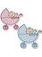 12 Adet Ahşap Sticker Pusette Bebek 8 x 8 cm 2