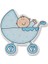 12 Adet Ahşap Sticker Pusette Bebek 8 x 8 cm 3