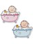 12 Adet Ahşap Sticker Küvette Bebek 8 x 7 cm 2