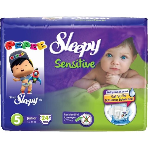 Sleepy 5 Beden Junior Sensitive Bebek Bezi 1118 kg 24Lü