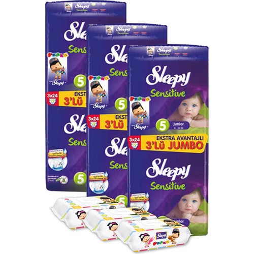 Sleepy Sensitive Bebek Bezi Junior 5 No 72 li x 3� lü (216 Fiyatı