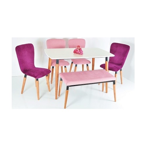 Mi̇a Sanal Ahşap Masa Sandalye Takımı 6 Kişilik Banklı Fiyatı