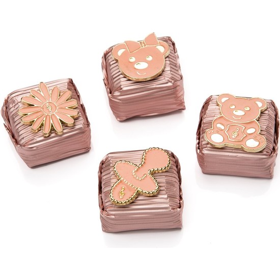 Melodi Dekorlu Broş Pembe 350gr Kız Bebek Çikolatası Fiyatı