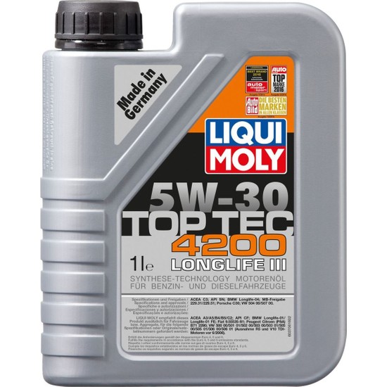 Liqui Moly Top Tec 4200 Longlife 3 5W-30 1 Litre Motor Yağı Fiyatı