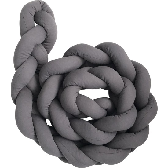 Altuka Alya 3 Örgülü Bebek Yatak Kenar Koruyucu Koyu Gri