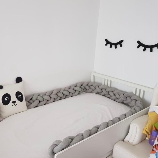 Altuka Alya 3 Örgülü Bebek Yatak Kenar Koruyucu Koyu Gri