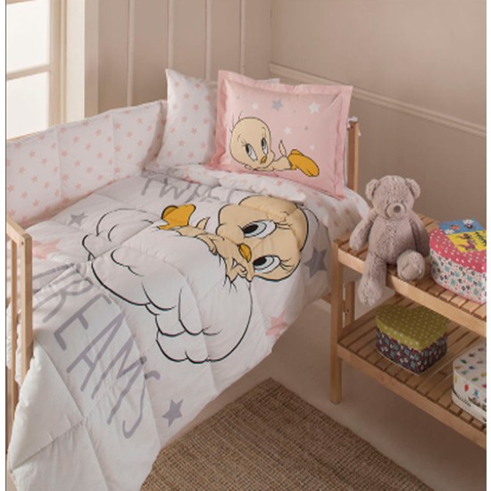 Özdilek Bebek Lisans Baskılı Uyku Seti Tweety Star Pudra