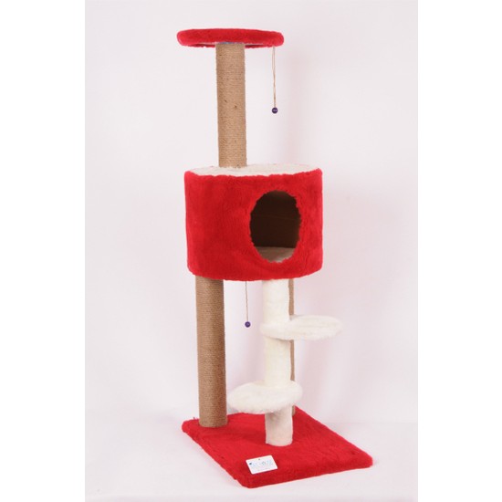 Cat Hause Tırmalama Kedi Evi 131x60x40cm (Kırmızı) Fiyatı