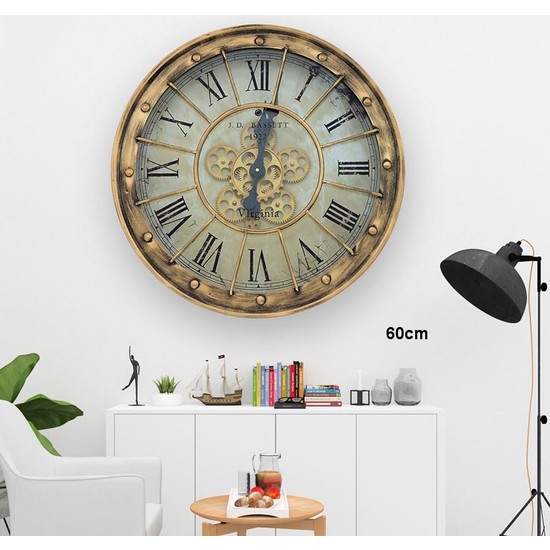 Evim Tatlı Evim Çarklı Duvar Saati Bakır 60 cm Fiyatı