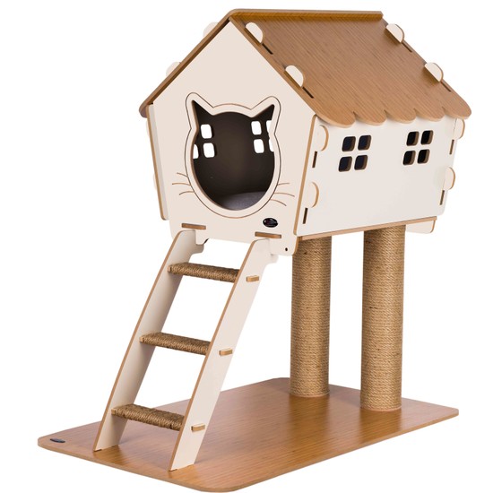 Patihomes XL Merdivenli Kedi Evi Tırmalamalı Bej Fiyatı