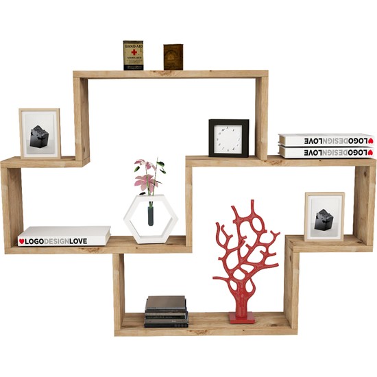 Yurudesign Shelf R8 Modern Duvar Rafı Kitaplık Atlantik Çam Fiyatı