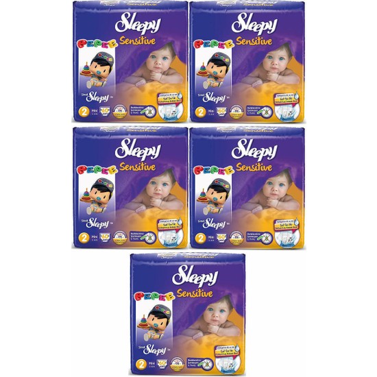 Sleepy Sensitive Bebek Bezi̇ 2 Numara 60�lı 5 Paket Fiyatı