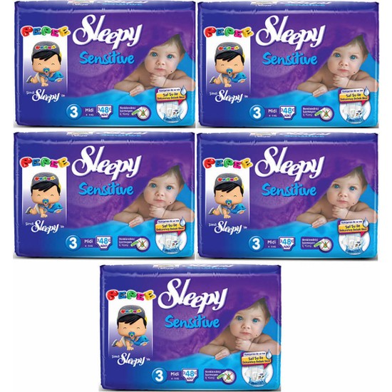 Sleepy Sensitive Bebek Bezi̇ 3 Numara 48�li 5 Paket Fiyatı