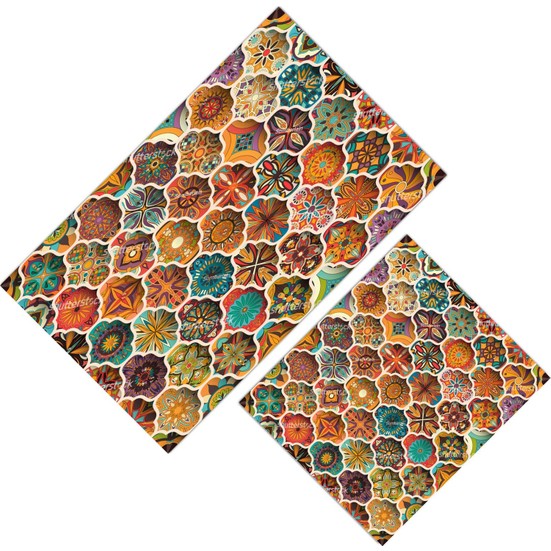 Cici Halı Renkli Motif Desen Klozet Takımı80x15050x60 Fiyatı