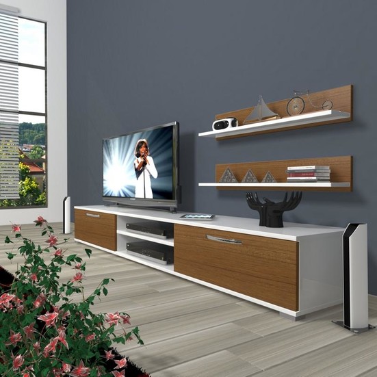 Decoraktiv Eko 4 Mdf Dvd Tv Ünitesi Tv Sehpası Beyaz Ceviz Decoraktiv Eko 4 Mdf Dvd Tv Ünitesi Tv Sehpası Beyaz Ceviz