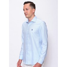 U.S. Polo Assn. Düğmeli Slim Fit Açık Mavi Erkek Gömlek - Cerane