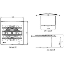 Airsan 100LÜK Sessiz Dekoratif, Plastik Banyo Fanı / Aspiratörü 100 M³/h