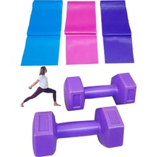 Tosima 4 Parça Pilates Seti Pilates Minderi 1 kg Dambıl Seti Direnç Lastiği Yoga Minderi Seti