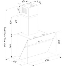 Simfer 9613 60 cm Siyah Eğik Cam Davlumbaz (Dokunmatik+Led Lamba)