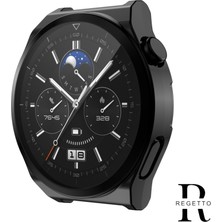 Regetto Huawei Watch Gt3 Pro 46MM Titanyum 360 Derece Full Koruma Silikon Siyah