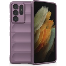 Zhkj Shop Galaxy S21 Ultra 5G İçin Tpu + Flanel Telefon Kılıfı - Fuşya (Yurt Dışından)