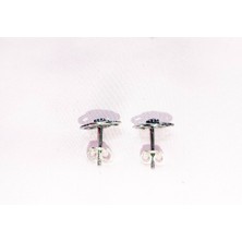Oriental Safir Taşlı Gümüş Papatya Küpe