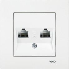 Viko Karre  Beyaz 2Li  Data Rj45 İnternet Prizi Cat 5/ Cat 6 Çerçeve Dahil 5 Adet