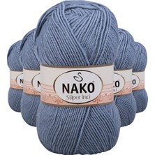 Nako 5 Adet Süper Inci El Örgü Ipi 100 gr Kot Mavi 1986