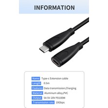 Daytona FC-K09 Type-C Usb-C Male To Type-C Female Çevirici- 1 mt