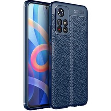 Case Street Casestreet Xiaomi Redmi Note 11 5g Kılıf Niss Silikon Deri Görünümlü Korumalı+Nano Glass Lacivert