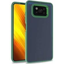 Case Street Casestreet Xiaomi Poco X3 Kılıf Flora Sert Silikon Arkası Cam Şeffaf Yeşil
