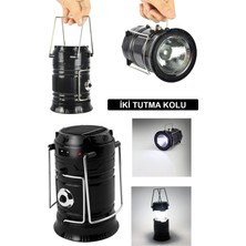 DEMPOWER Solar Güneş Enerjili Şarjlı LED Kamp Feneri Lamba Siyah Renk