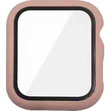 Case 4U Apple Watch Seri 44mm Sert PC Ekran Koruyucu Gard 07 Pembe